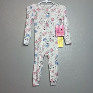 Hello Kitty character print white pink and blue zip up viscose pajama 12 months